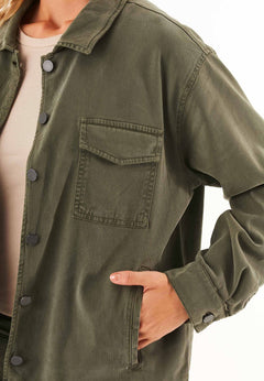 Women's Oversized Shirt Jacket Military Olive