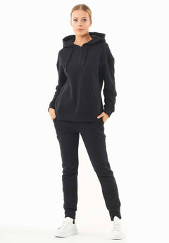 Quarter-Zip Organic Cotton Hoodie Black