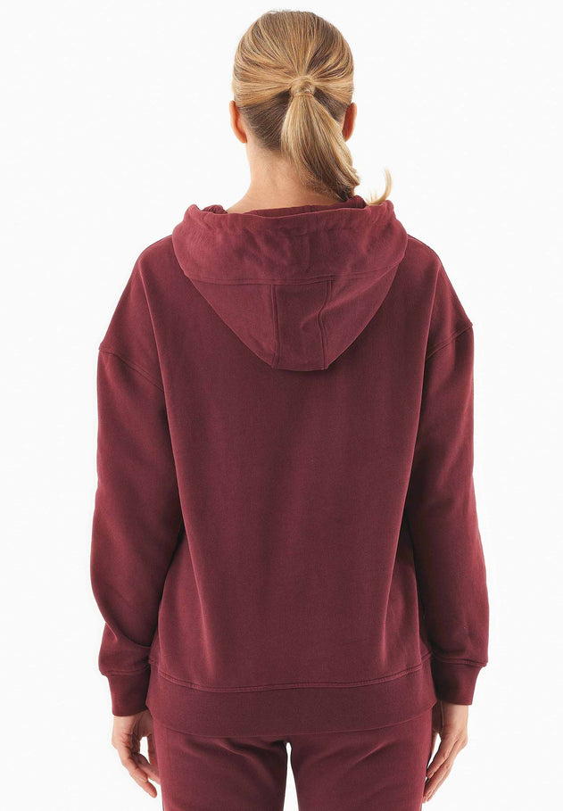 Quarter-Zip Organic Cotton Hoodie Bordeaux