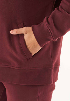 Quarter-Zip Organic Cotton Hoodie Bordeaux