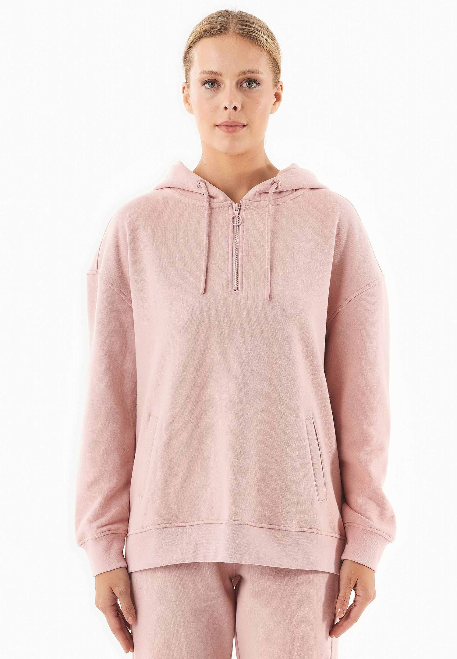 Quarter-Zip Huppari Dusty Pink