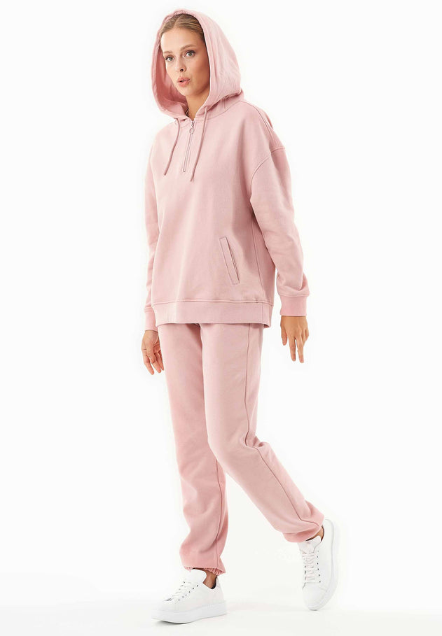 Quarter-Zip Huppari Dusty Pink