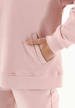 Quarter-Zip Organic Cotton Hoodie Dusty Pink