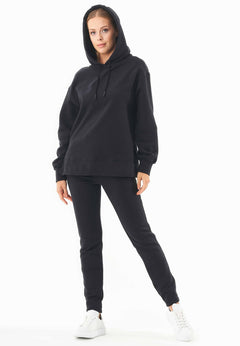 Balloon Sleeve Organic Cotton Hoodie Black