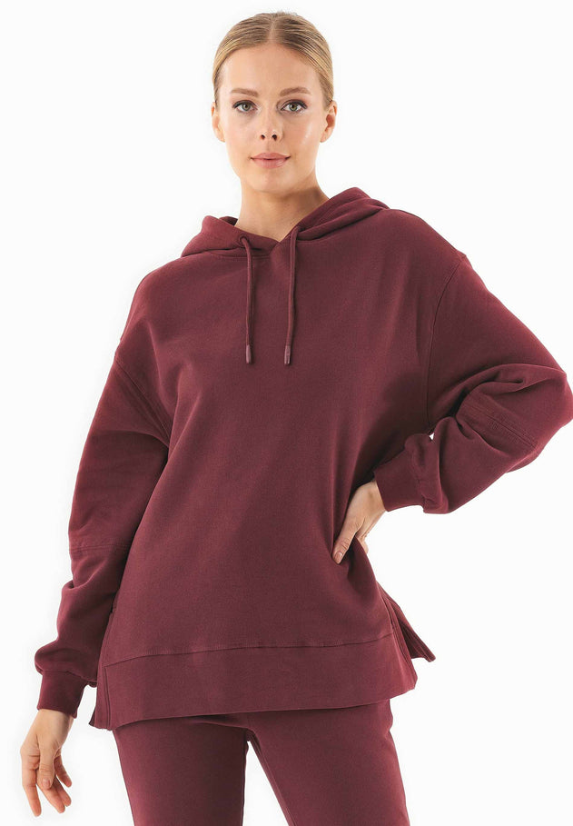 Balloon Sleeve Organic Cotton Hoodie Bordeaux