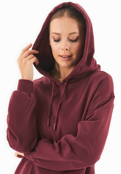 Balloon Sleeve Organic Cotton Hoodie Bordeaux