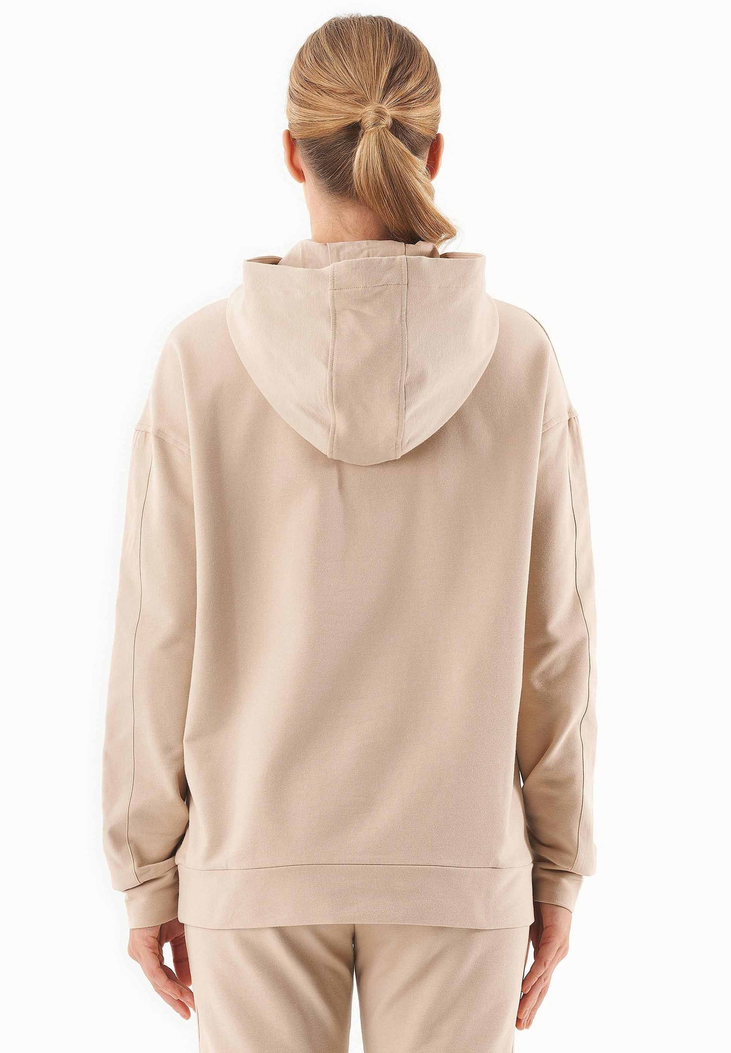Women's Half-Zip Organic Cotton Hoodie Beige
