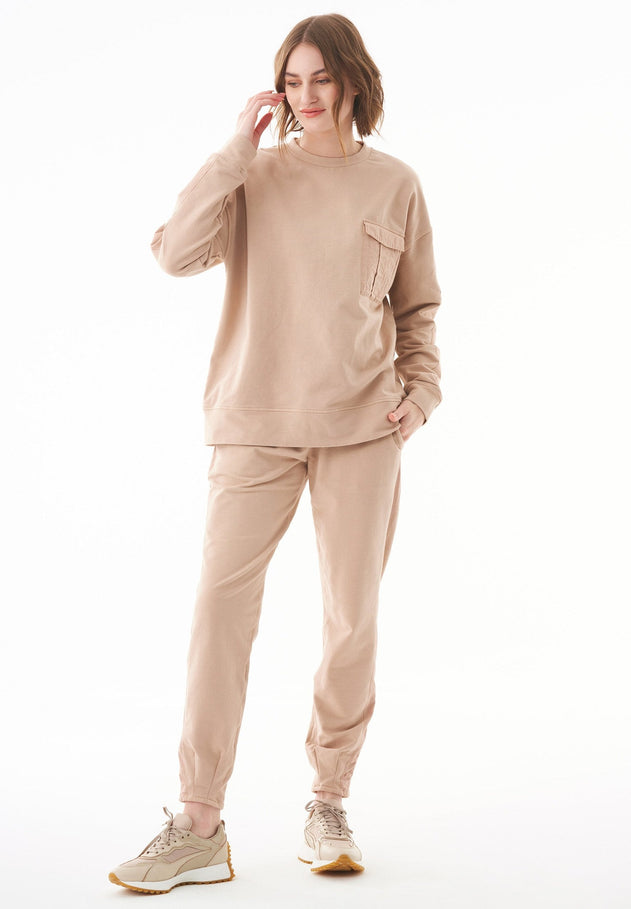 Organic Cotton Sweatshirt With Chest Pocket Beige