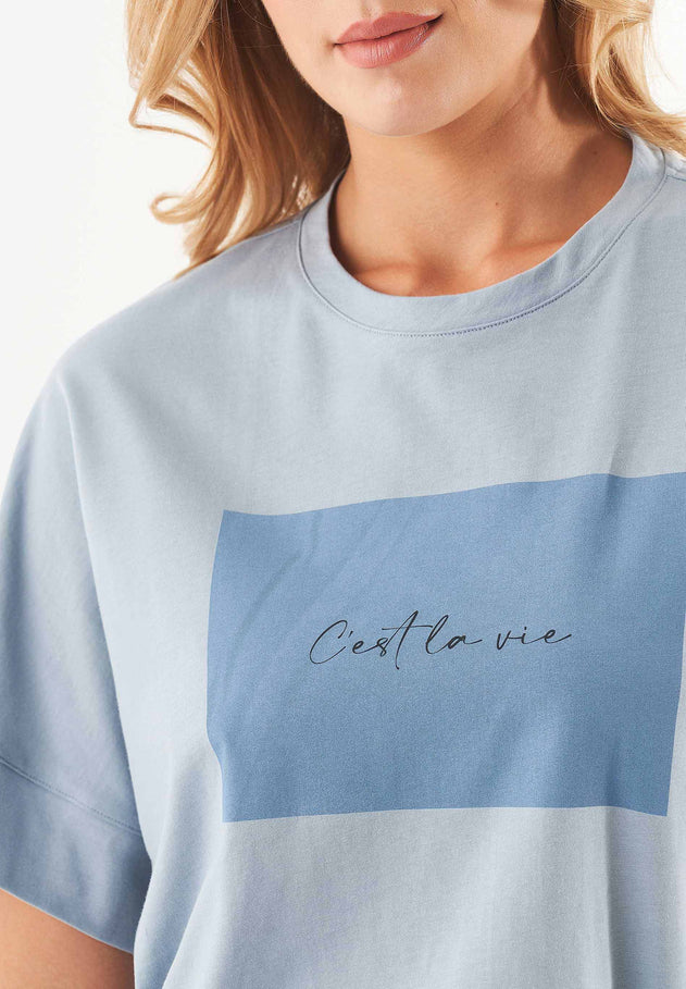 C'est la vie Organic Cotton T-Shirt Dusty Blue