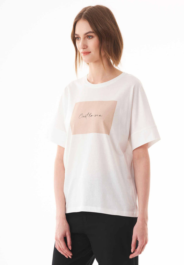 C'est la vie Organic Cotton T-Shirt Off White