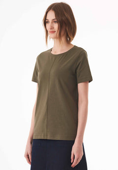 Front Seam Organic Cotton T-Shirt Military Olive