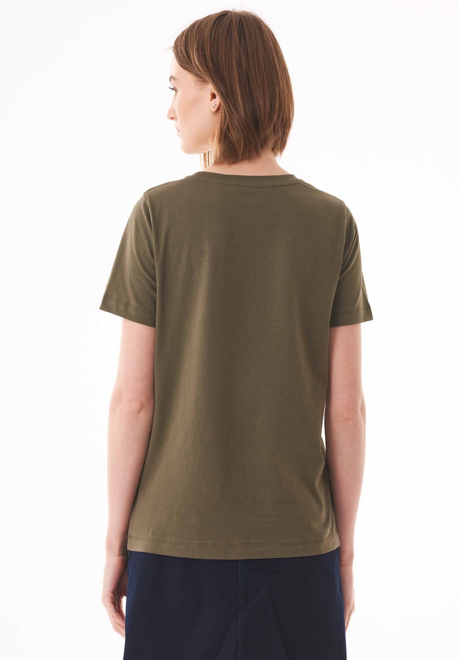 Front Seam Organic Cotton T-Shirt Military Olive