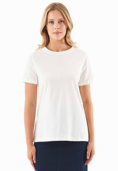 Front Seam Organic Cotton T-Shirt Off White