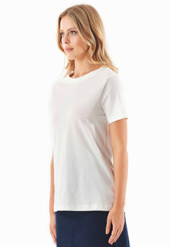 Front Seam Organic Cotton T-Shirt Off White