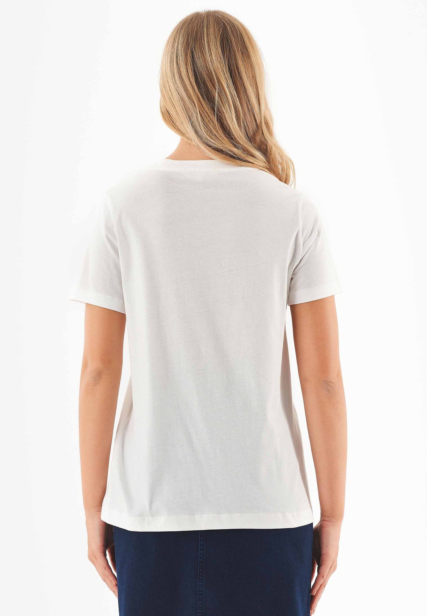Front Seam Organic Cotton T-Shirt Off White