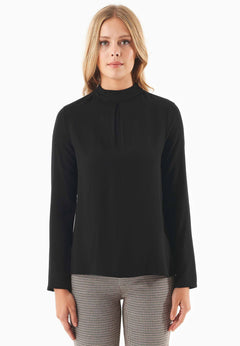Women's Viscose Blouse With Tie At The Neck Black