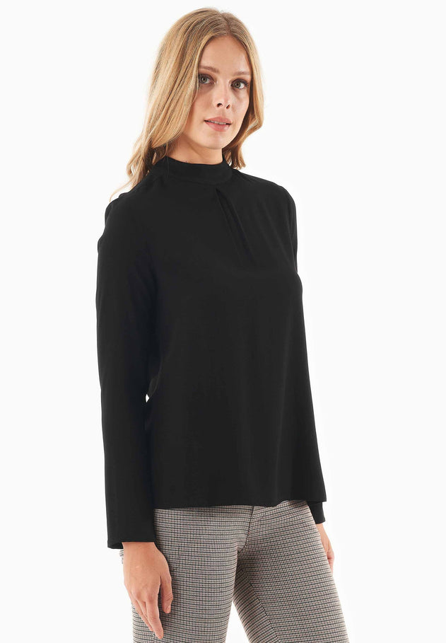 Women's Viscose Blouse With Tie At The Neck Black