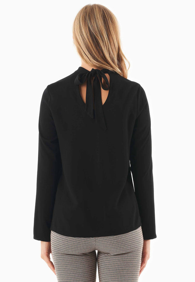 Women's Viscose Blouse With Tie At The Neck Black