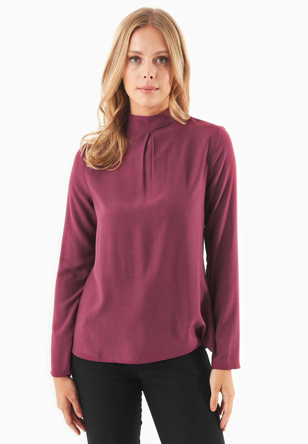 Women's Viscose Blouse With Tie At The Neck Wine