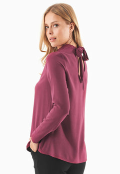 Women's Viscose Blouse With Tie At The Neck Wine