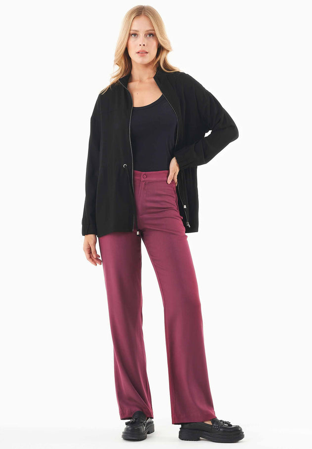 Women's Regular Fit Viscose Pants Wine