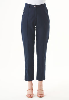 Lyocell Blend Stretch Gabardine Pants Navy