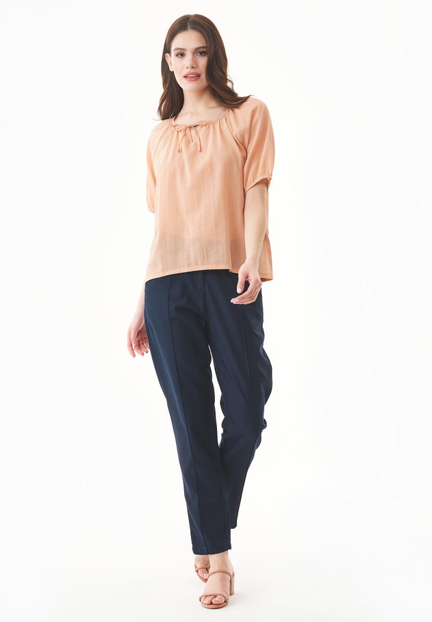 Lyocell Blend Stretch Gabardine Pants Navy