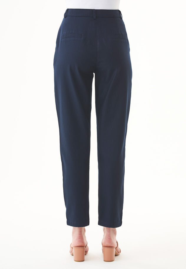 Lyocell Blend Stretch Gabardine Pants Navy