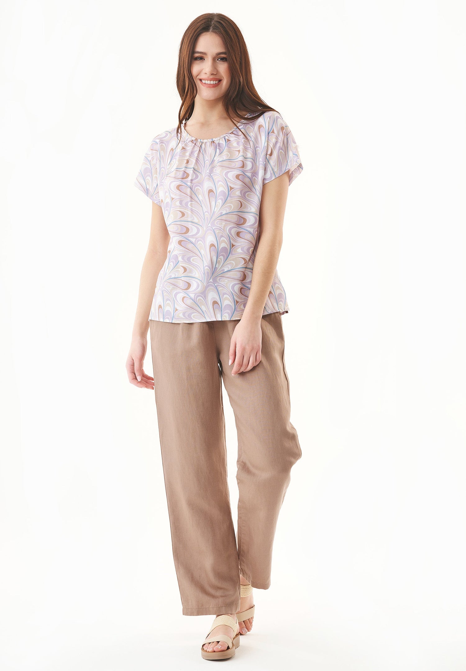 Casual Linen Blend Pants Deep Taupe