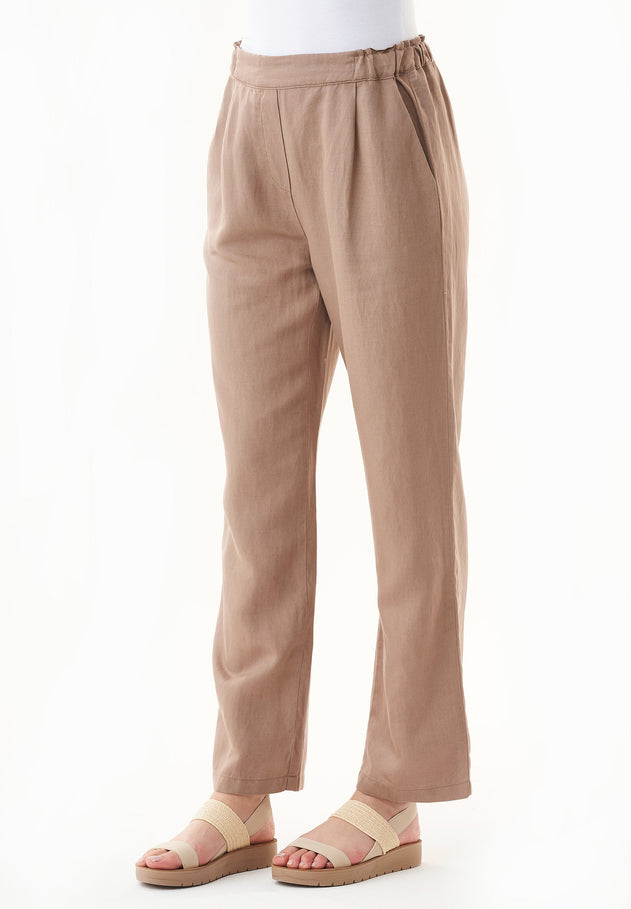 Casual Linen Blend Pants Deep Taupe