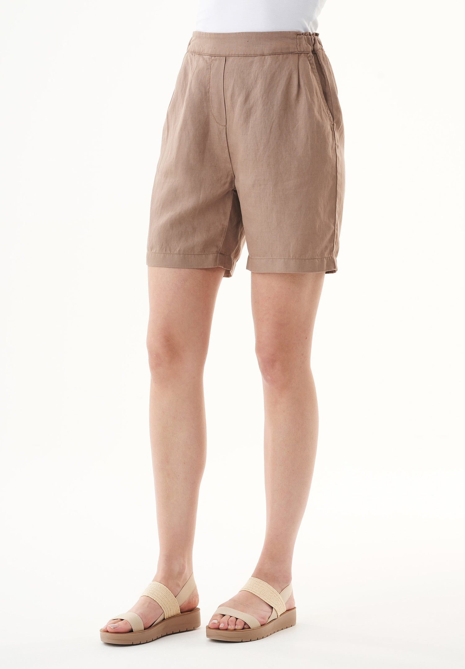 Casual Lyocell/Linen Shorts Deep Taupe