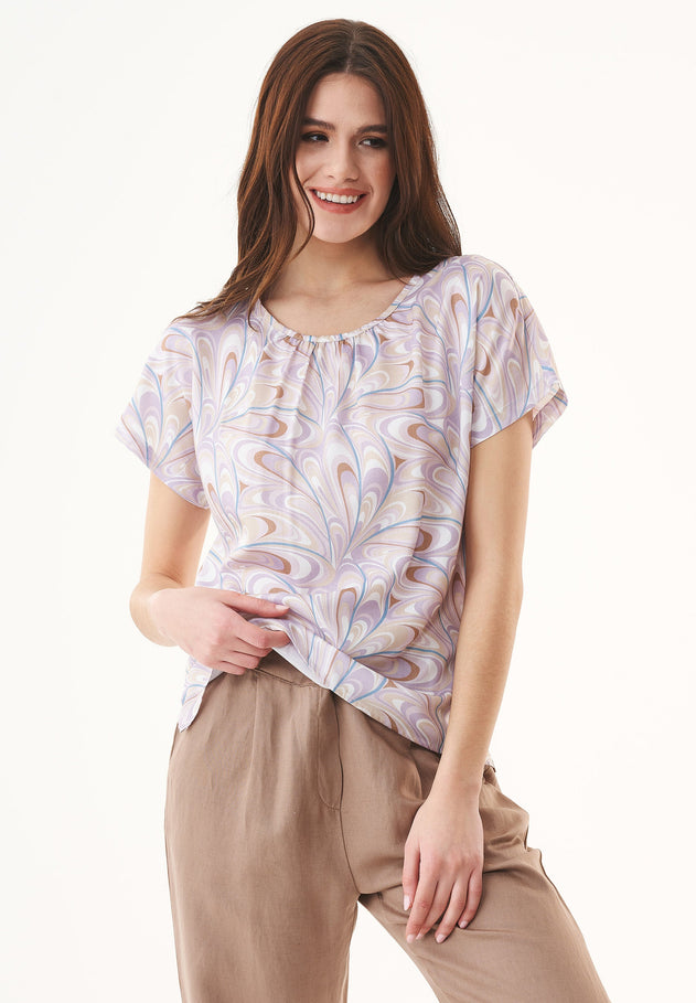 Short Sleeved Lyocell Blouse Color Waves Lavender