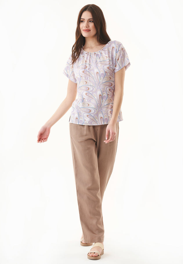 Short Sleeved Lyocell Blouse Color Waves Lavender