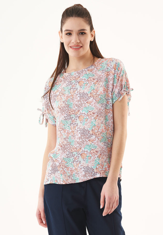 Short Sleeved Ecovero Blouse Multi Colour Flower