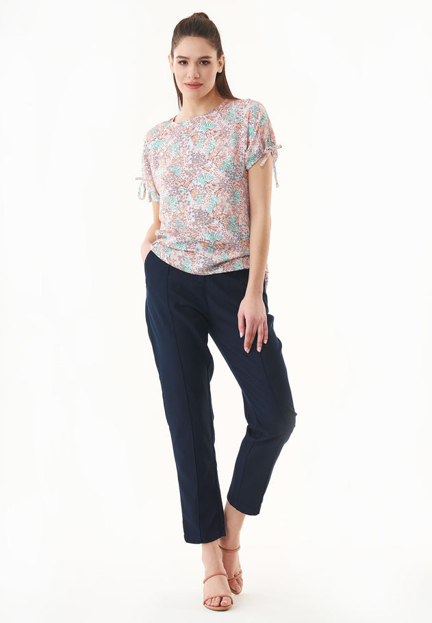 Short Sleeved Ecovero Blouse Multi Colour Flower