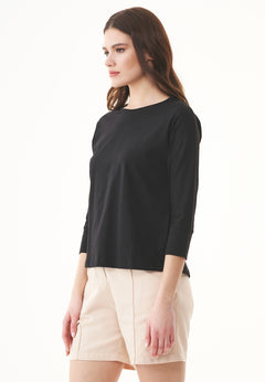 Women's 3/4 Sleeve Organic Cotton Top Black