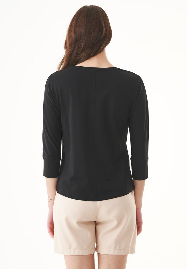 Women's 3/4 Sleeve Organic Cotton Top Black