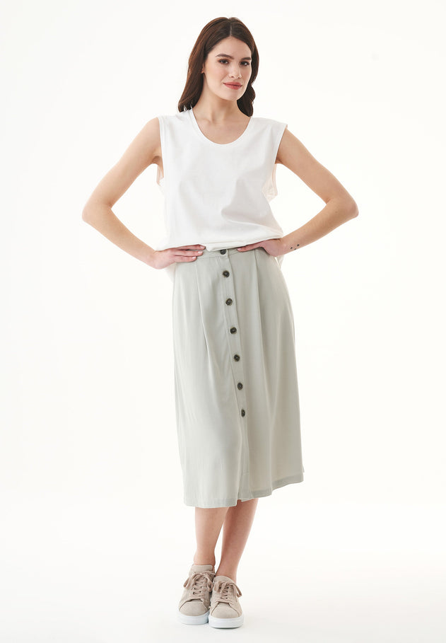 Deep Round Neck Organic Cotton Top Off White