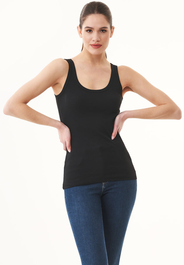 Ribbed Organic Cotton Tank Top Black