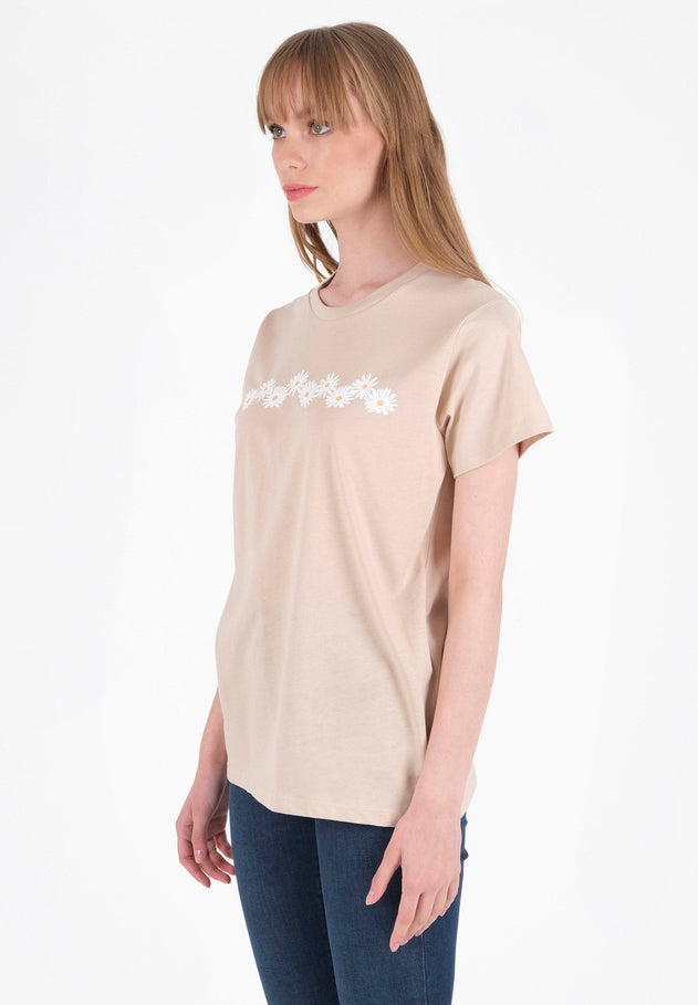 Daisy Print Organic Cotton T-Shirt Birch