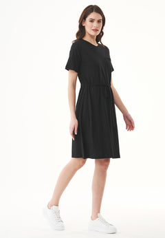 Slub-jersey Rintataskulla Mekko Musta