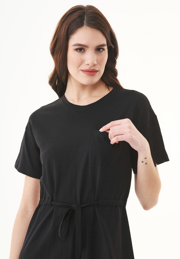 Slub-jersey Rintataskulla Mekko Musta
