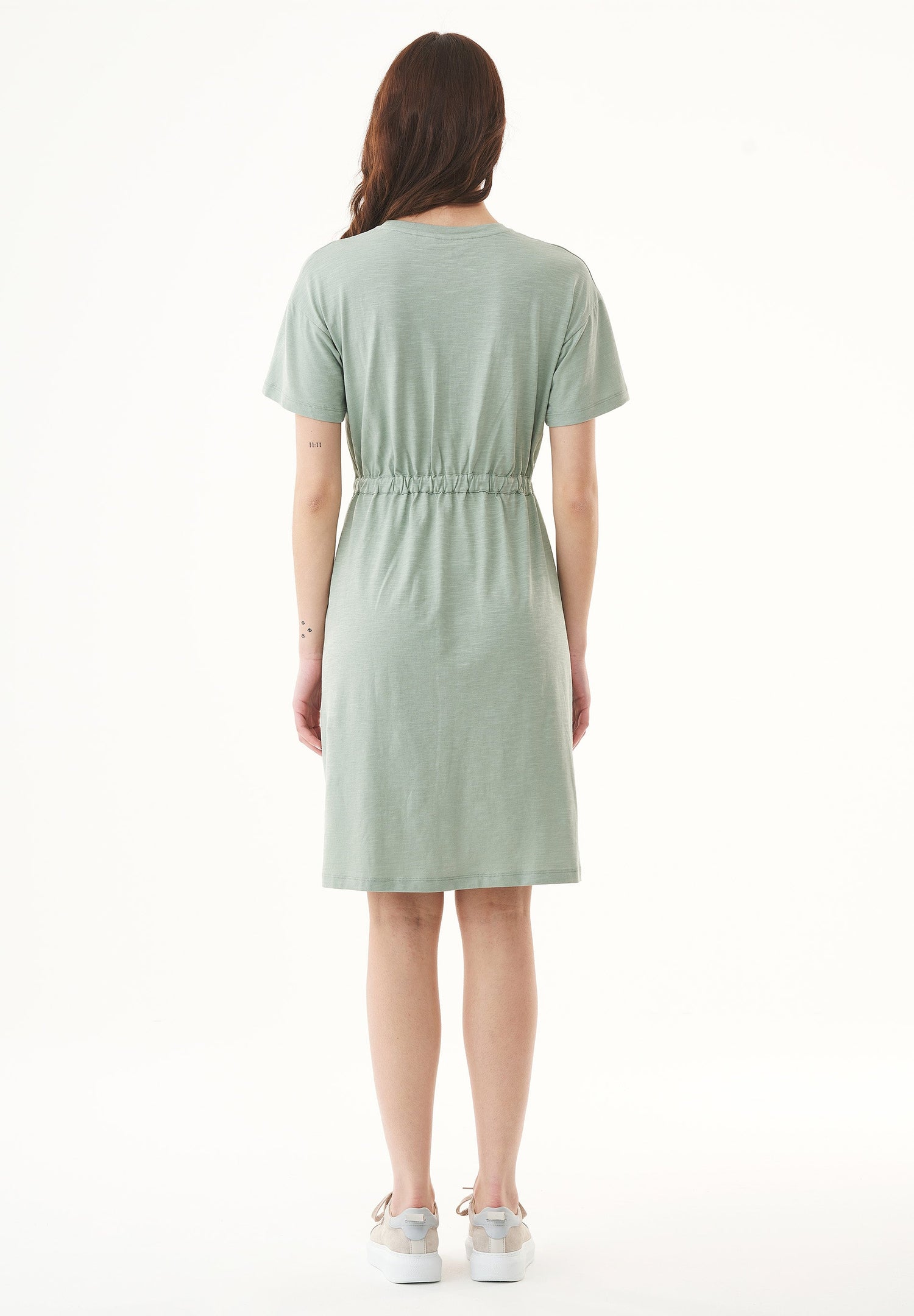 Slub Jersey Dress With Chest Pocket Water Green