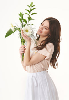 Daisy Print Organic Cotton T-Shirt Birch