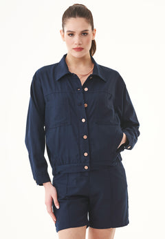 Women's Gabardine Shirt Jacket Navy