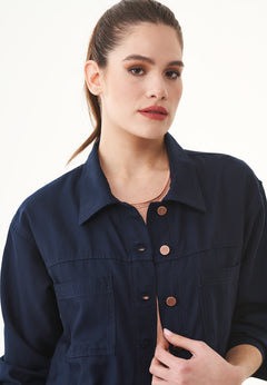 Women's Gabardine Shirt Jacket Navy