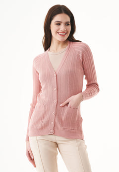Organic Cotton Cardigan With Buttons Dusty Blush