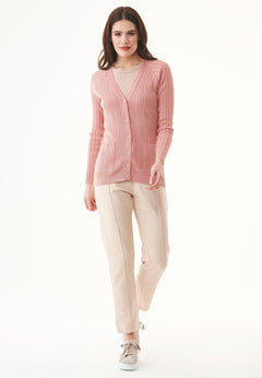 Organic Cotton Cardigan With Buttons Dusty Blush