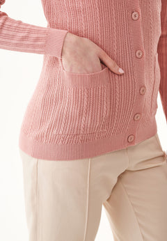 Organic Cotton Cardigan With Buttons Dusty Blush