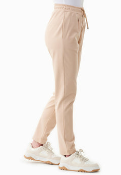 Women's Light Organic Cotton Interlock Sweatpants Soft Beige